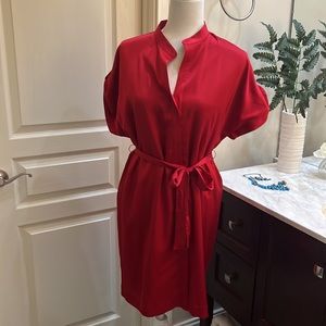 Ann Taylor ruby red shirt dress size small